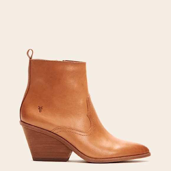 Frye Amado Wedge Cognac Leather Pointy Toe Cowboy Pull On...